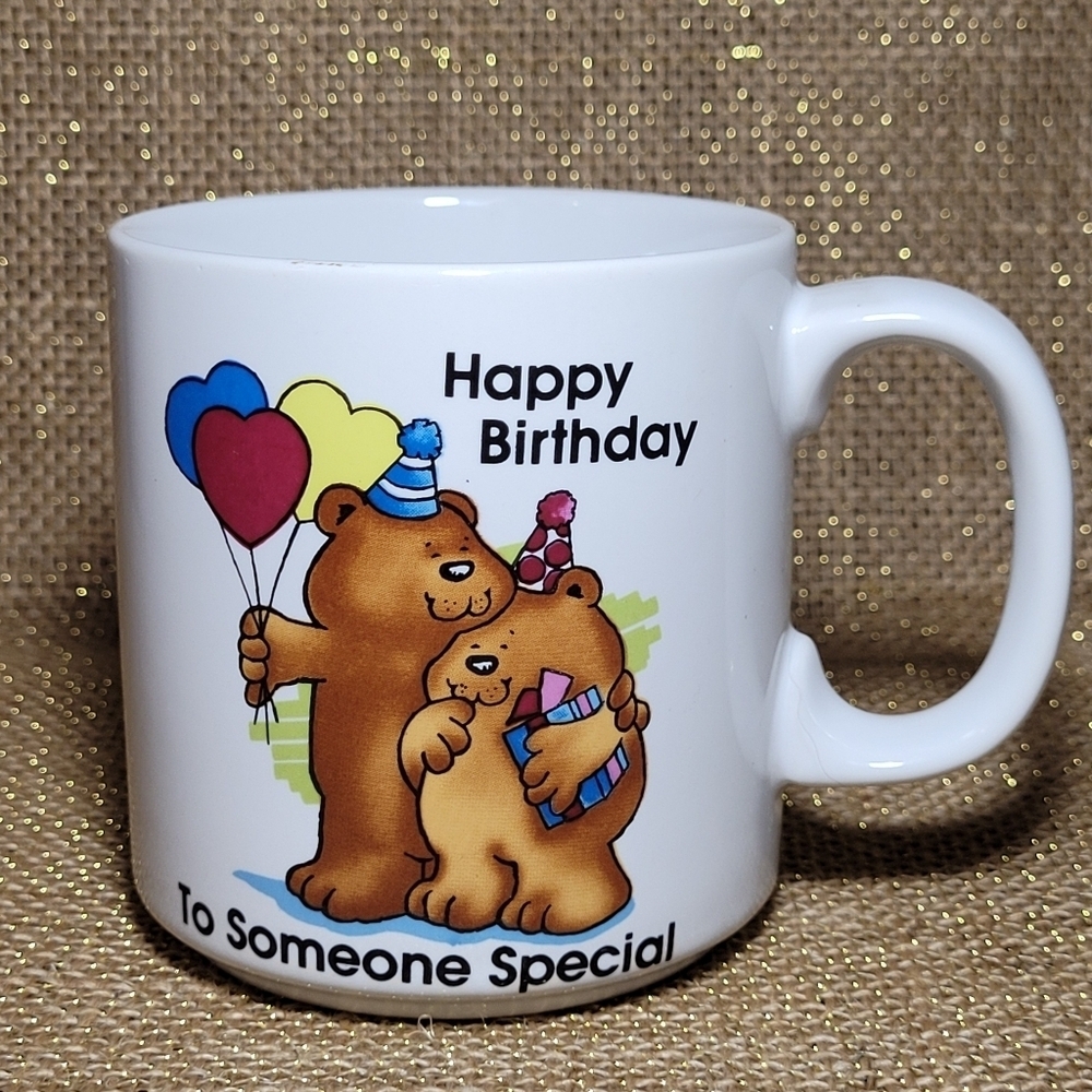 Vintage Russ Berrie Happy Birthday Special Stoneware Ceramic Coffee Tea Mug Cup‎